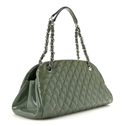 Chanel Patent Quilted Medium Just Mademoiselle Bowling Bag Light Khaki 3 of 10