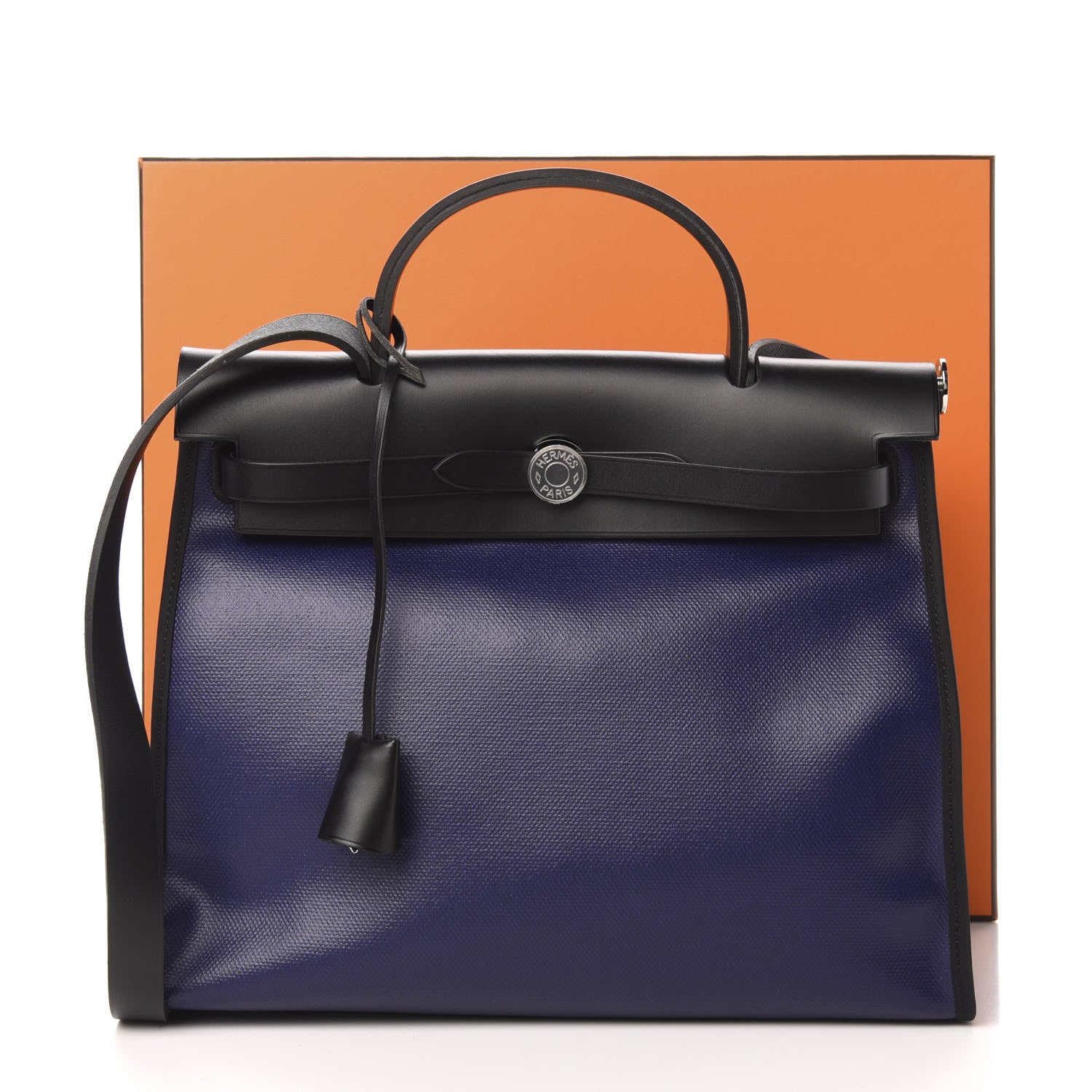 Hermes Toile H Berline Vache Hunter Herbag Zip PM 31 Bleu Encre Black 13 of 13
