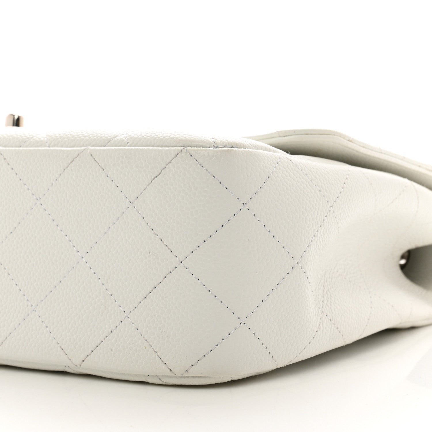 Chanel Caviar Quilted Jumbo Single Flap White 10 of 13
