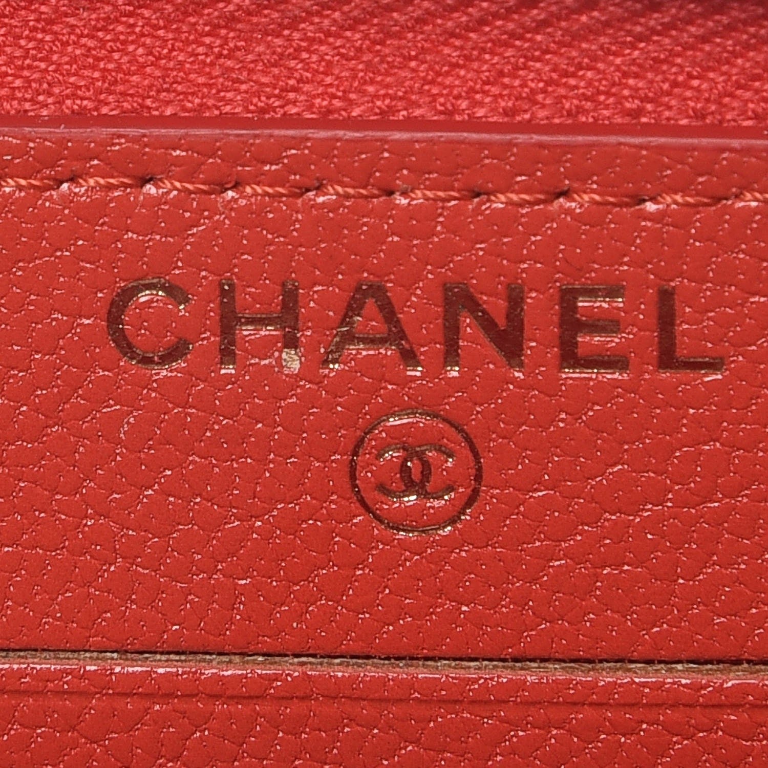 Chanel Shiny Goatskin Diagonal Quilted Small Zip Around Wallet Red 6 of 9