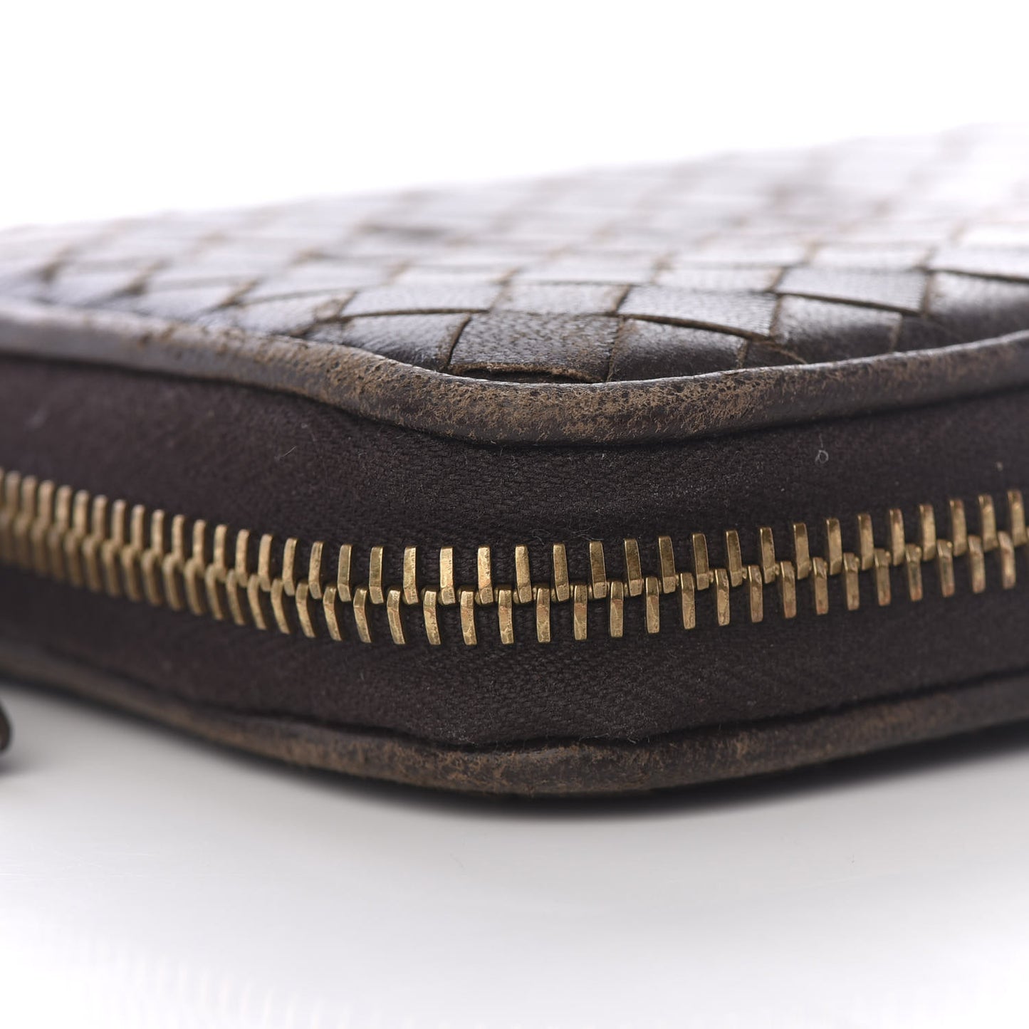 Nappa Intrecciato Zip Around Wallet Ebano