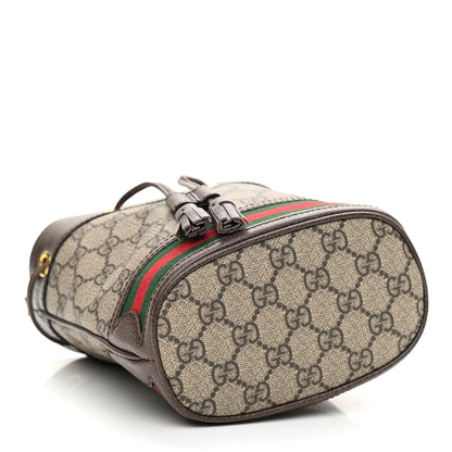 Gucci GG Supreme Monogram Web Mini Ophidia Bucket Bag Brown 4 of 9