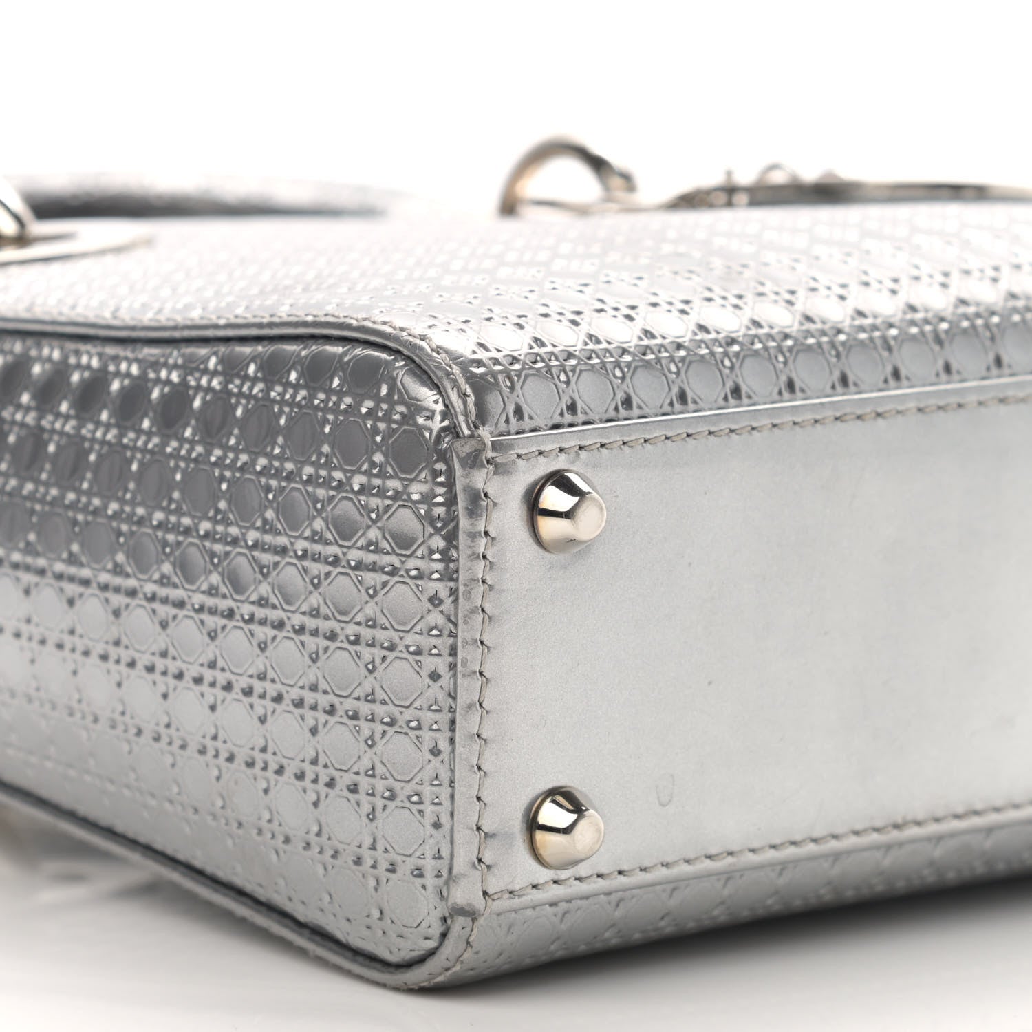 Christian Dior Metallic Patent Micro-Cannage Mini Lady Dior Silver 9 of 12