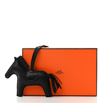 Hermes Milo Lambskin Matte Alligator Touch Grigri Rodeo Horse Bag Charm MM So Black 5 of 5