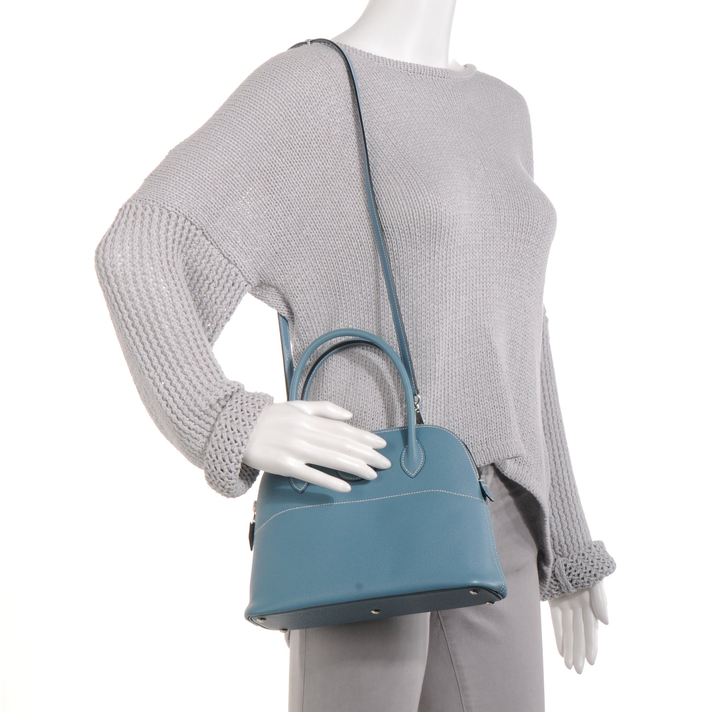 Veau Epsom Mini Bolide 27 Blue Jean