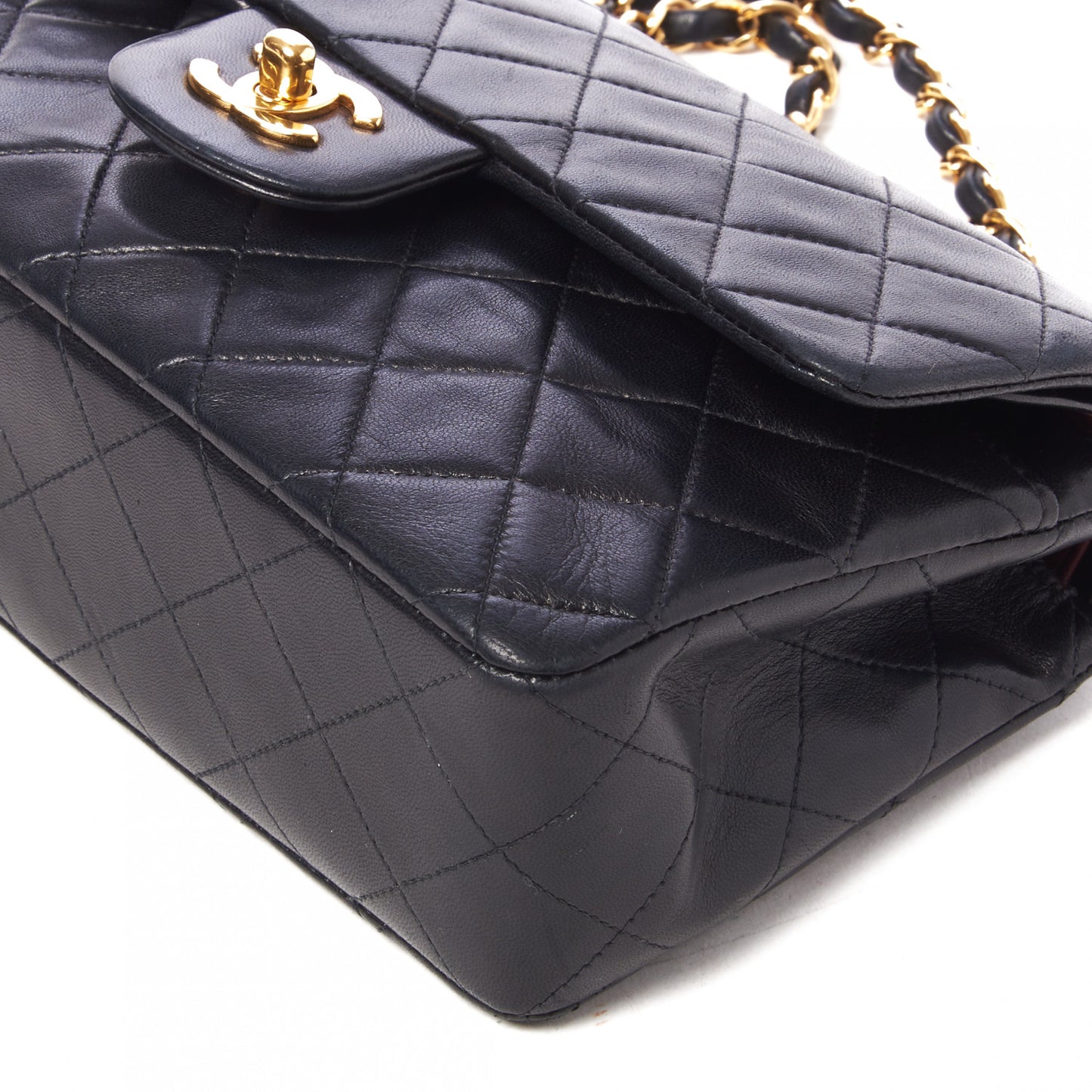 Lambskin Quilted Small Double Flap Black