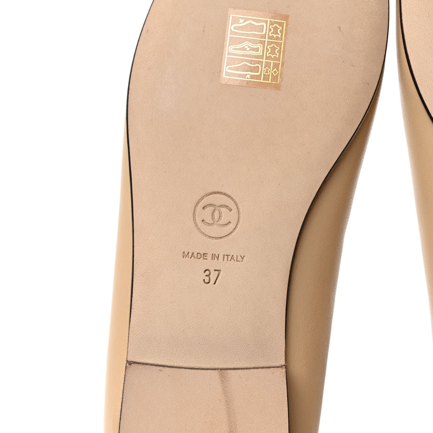 Chanel Lambskin Cap Toe CC Ballerina Flats 37 Beige Black 6 of 8