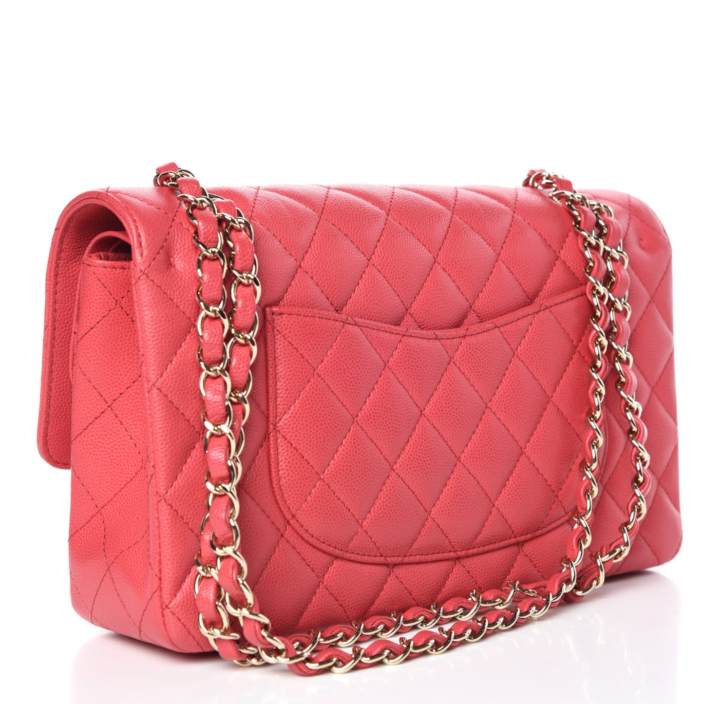 Caviar Quilted Medium Double Flap Dark Pink