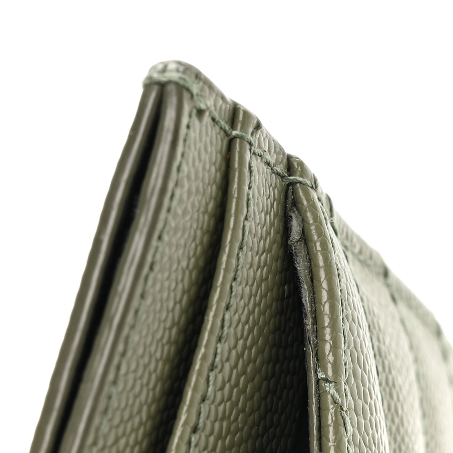 Grain De Poudre Matelasse Chevron Monogram Credit Card Case Light Sage