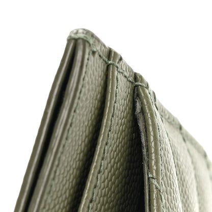 Saint Laurent Grain De Poudre Matelasse Chevron Monogram Credit Card Case Light Sage 8 of 8