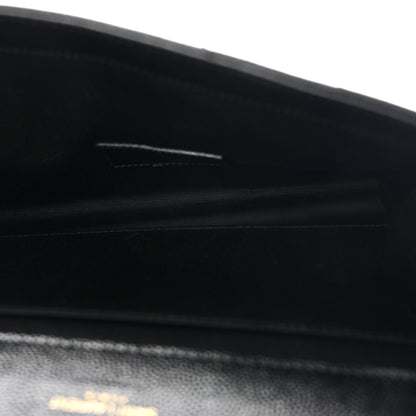 Saint Laurent Grain De Poudre Matelasse Chevron Monogram Envelope Clutch Black 5 of 11