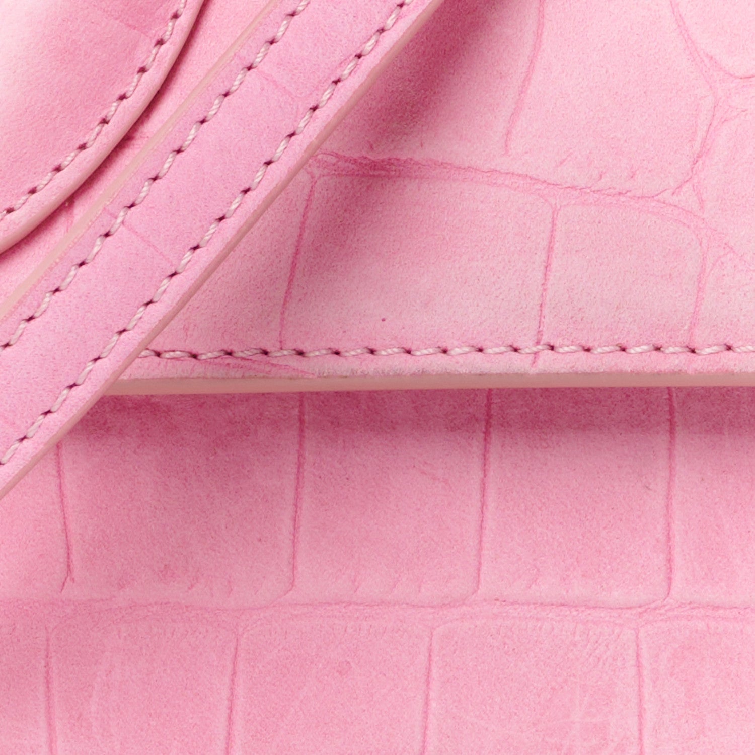 Jacquemus Nubuck Crocodile Embossed Le Chiquito Long Pink 6 of 8