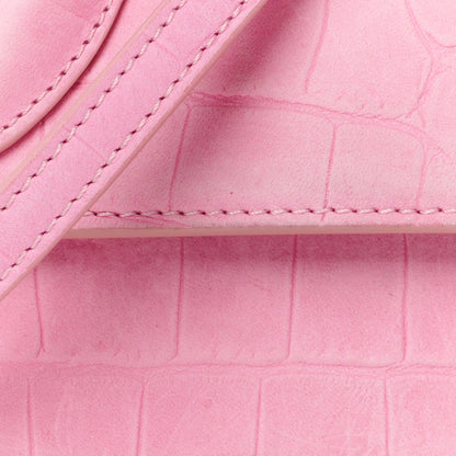 Jacquemus Nubuck Crocodile Embossed Le Chiquito Long Pink 6 of 8