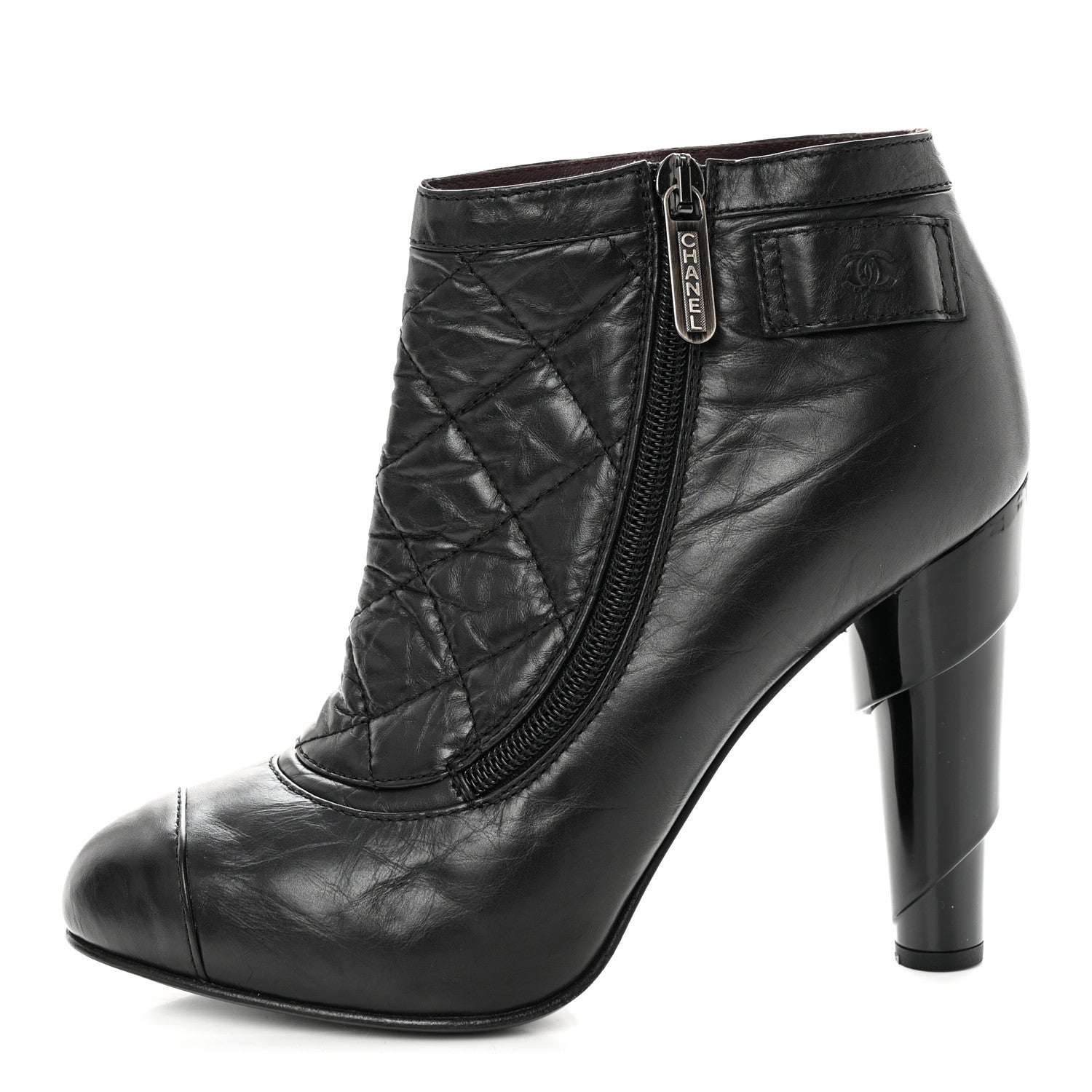 Chanel Calfskin Quilted Reissue Booties 38.5 Black 1 of 9