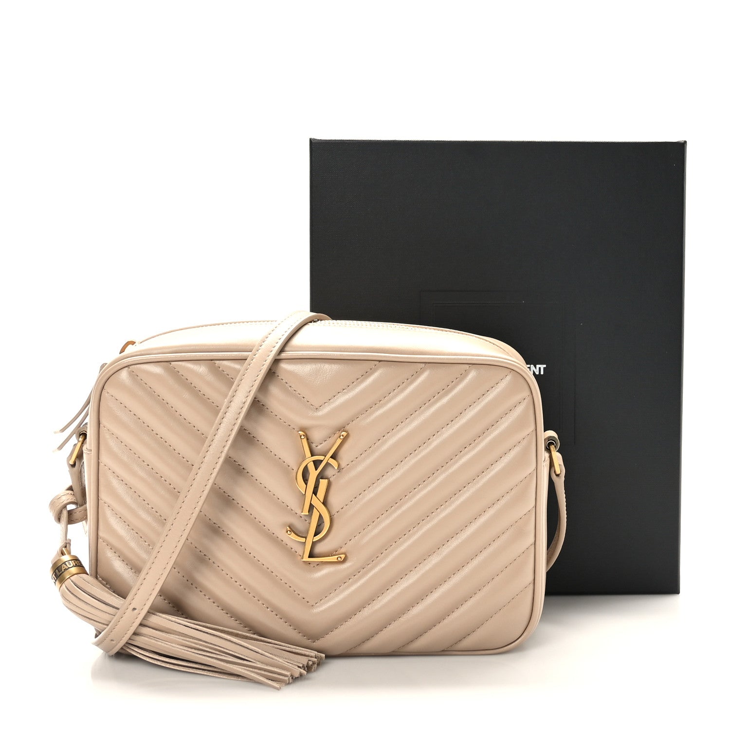 Saint Laurent Calfskin Matelasse Monogram Lou Camera Bag Dark Beige 10 of 10