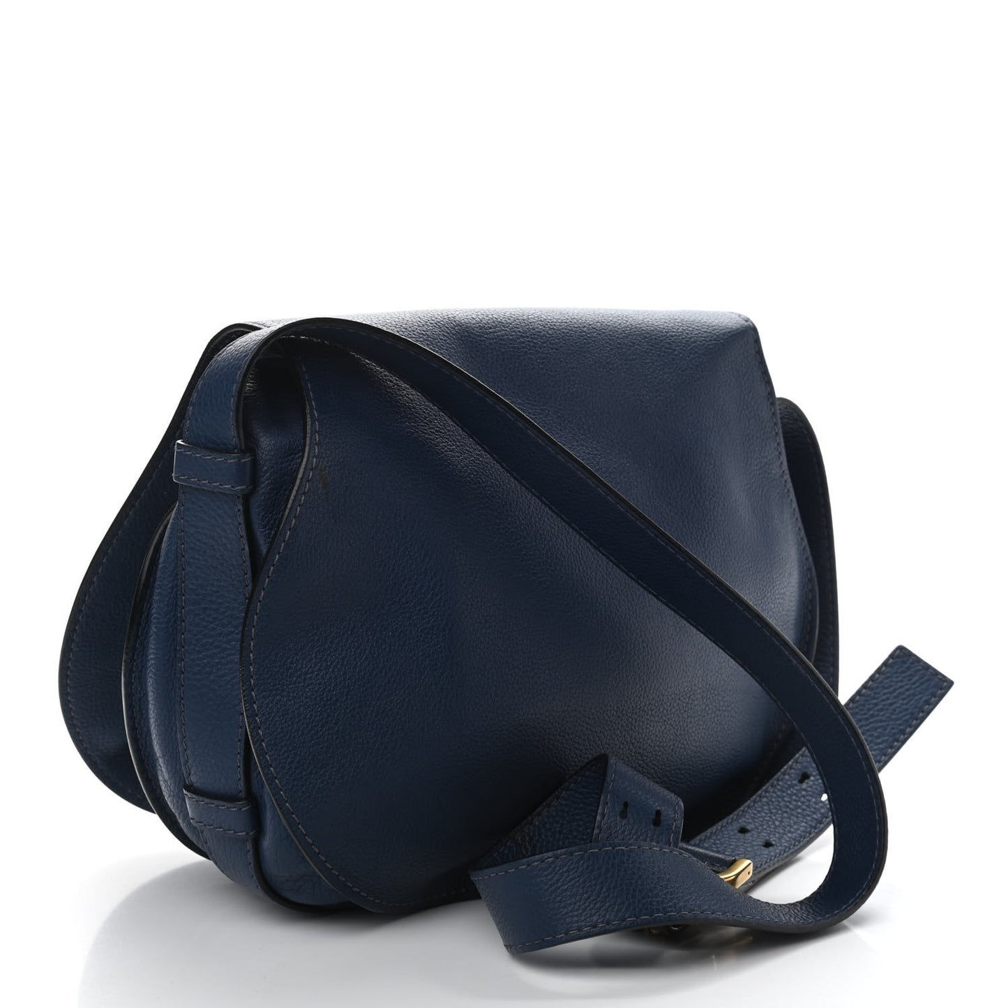 Calfskin Medium Marcie Round Crossbody Bag Royal Navy