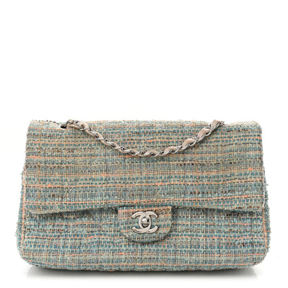 Chanel Tweed Quilted Medium Double Flap Blue Multicolor 1 of 14