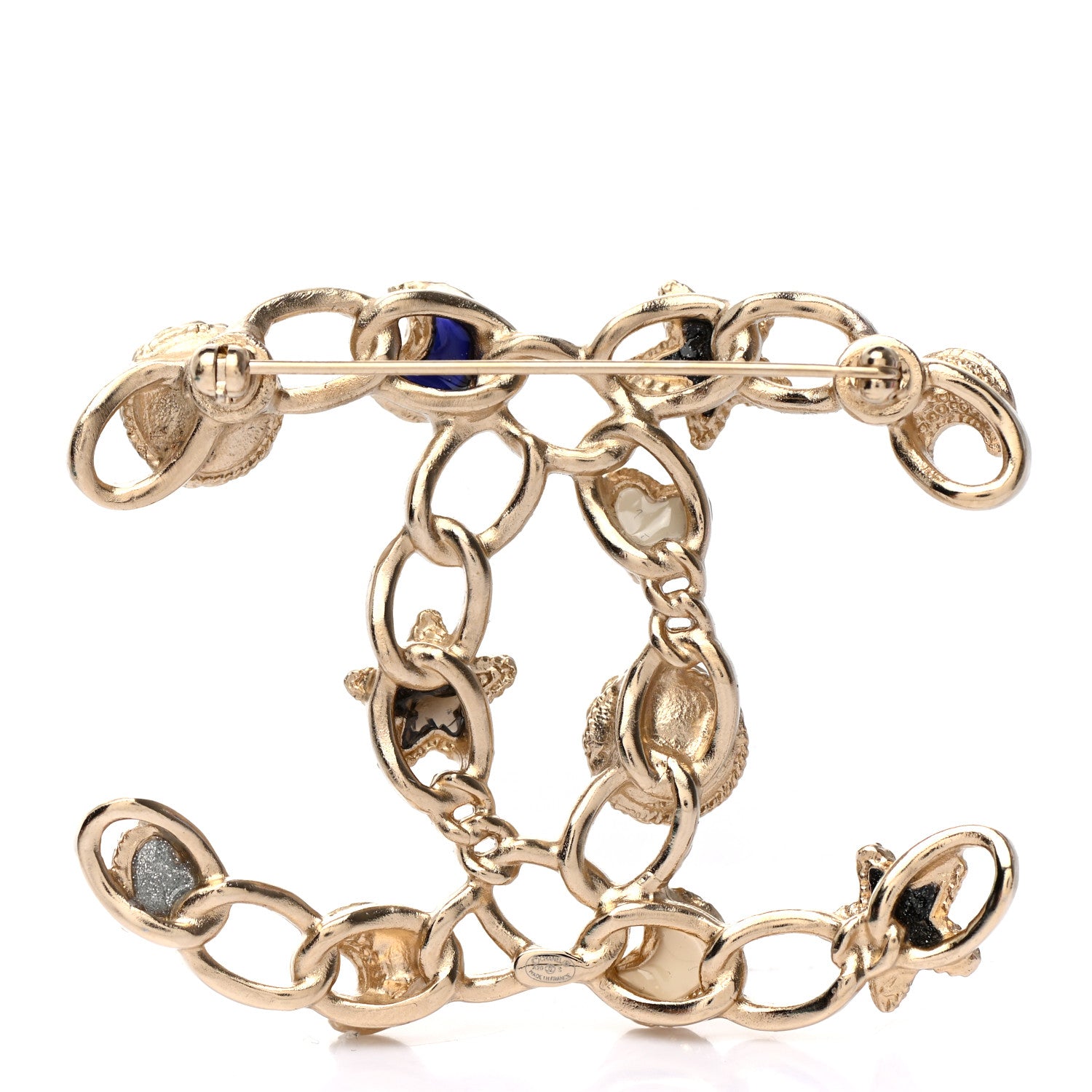 Chanel Pearl Resin CC Brooch Black Gold 3 of 5