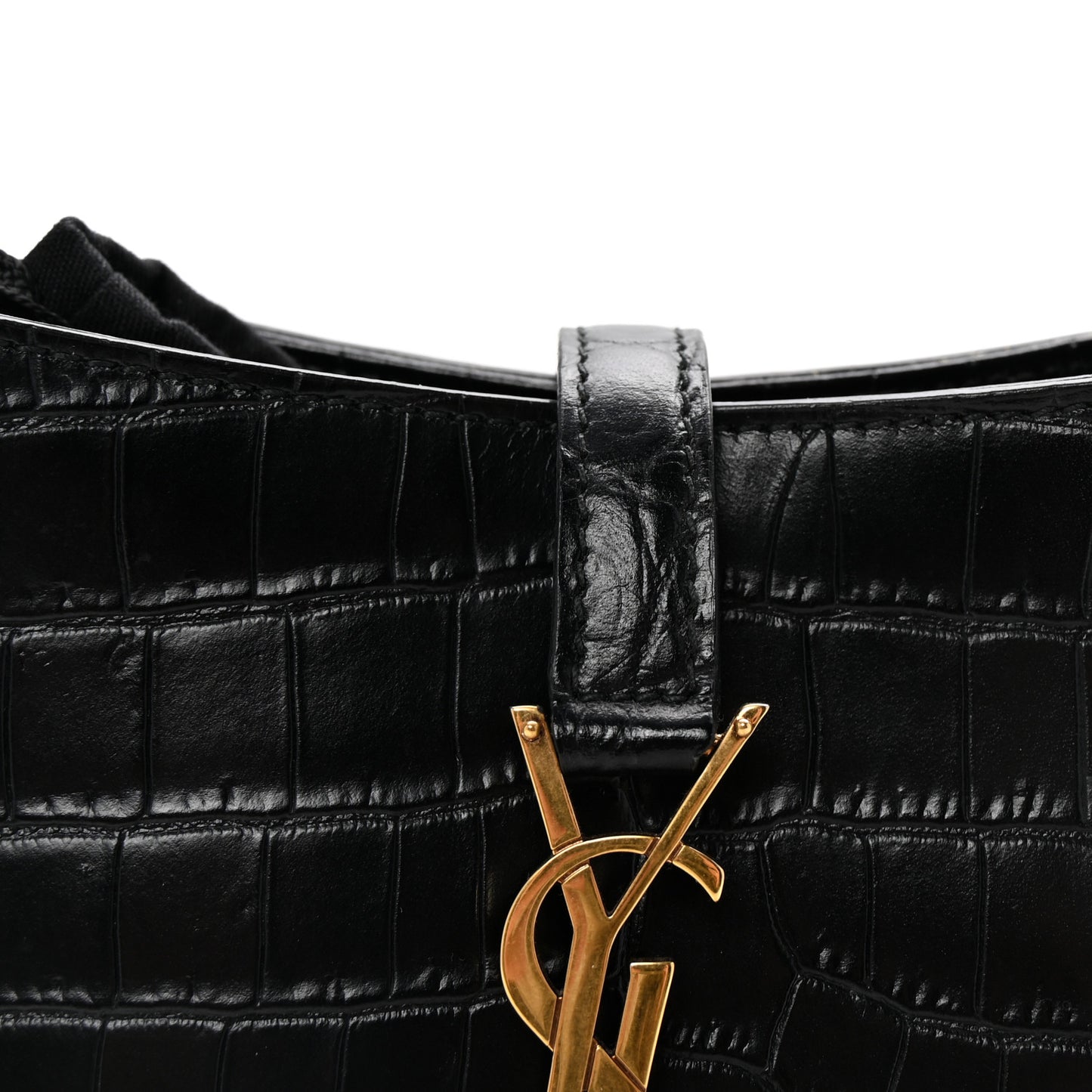 Calfskin Crocodile Embossed Le 5 A 7 Hobo Black