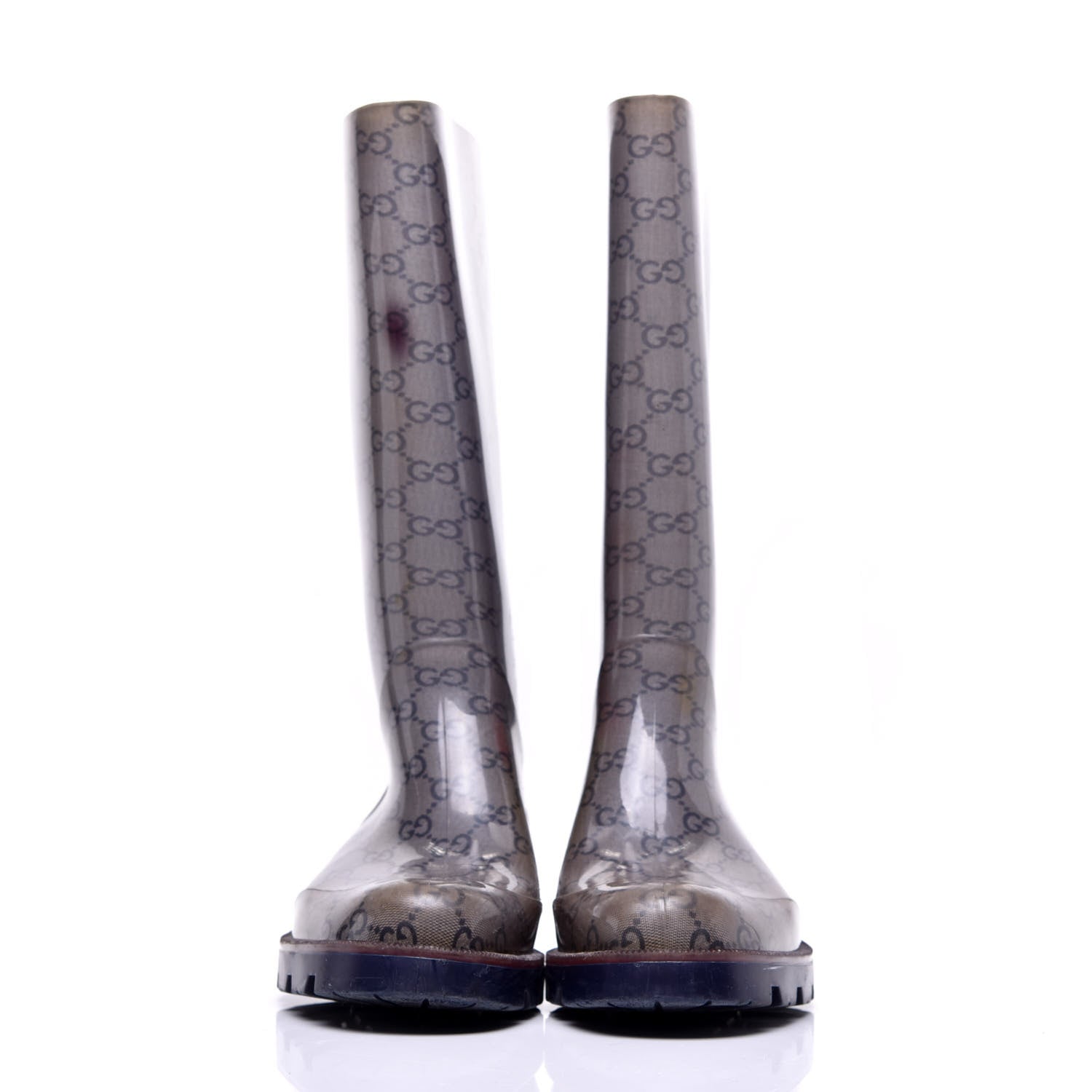 Gucci Rubber Monogram Edinburg Rain Boots 40 Transparent Blue 2 of 8