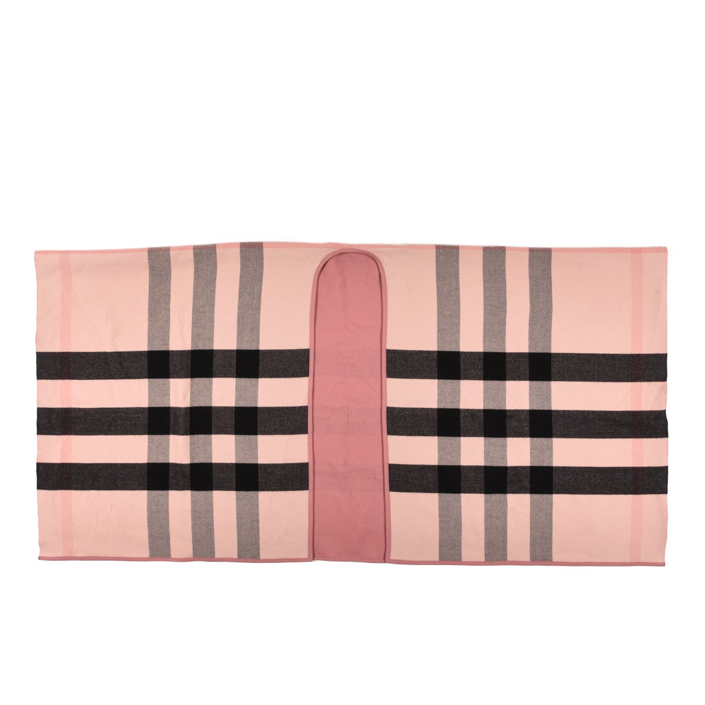 Wool Solid To Check Charlotte Cape Scarf Pink