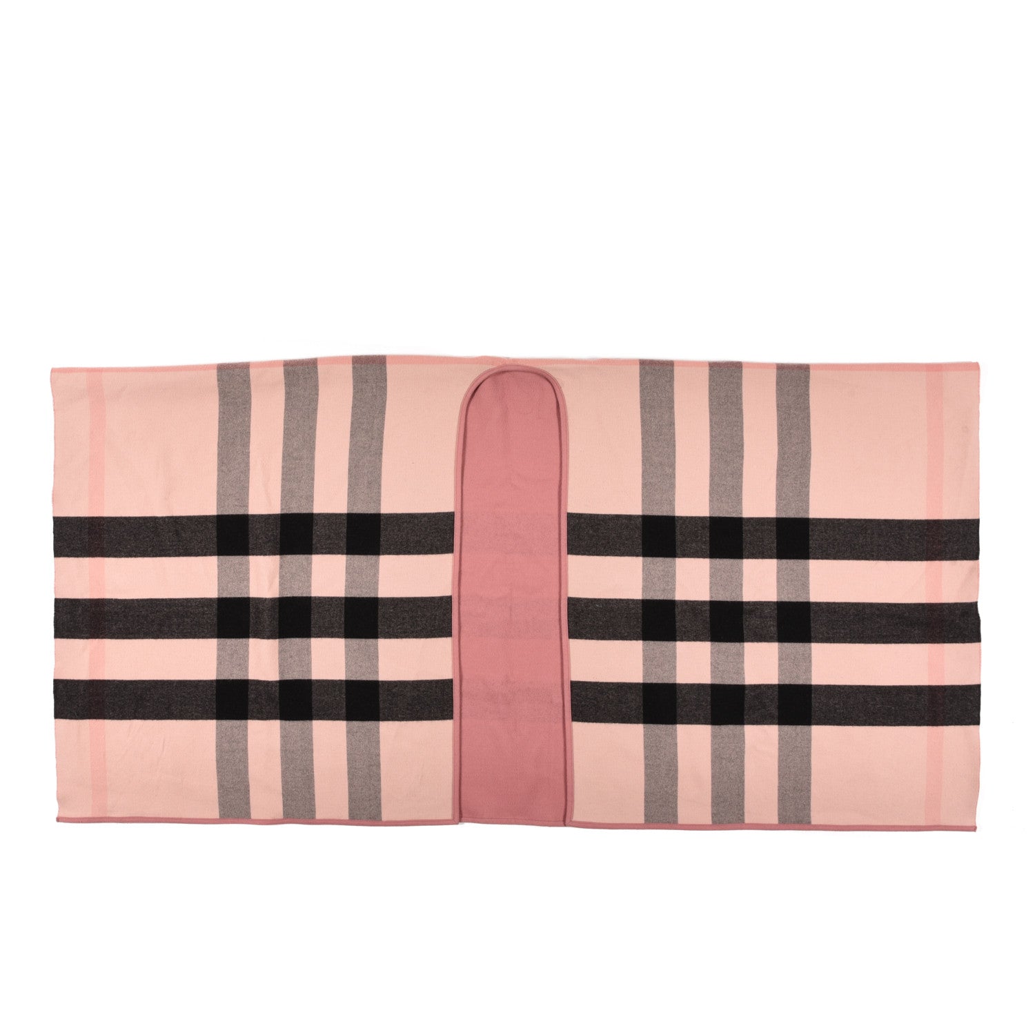 Burberry Wool Solid To Check Charlotte Cape Scarf Pink 1 of 3