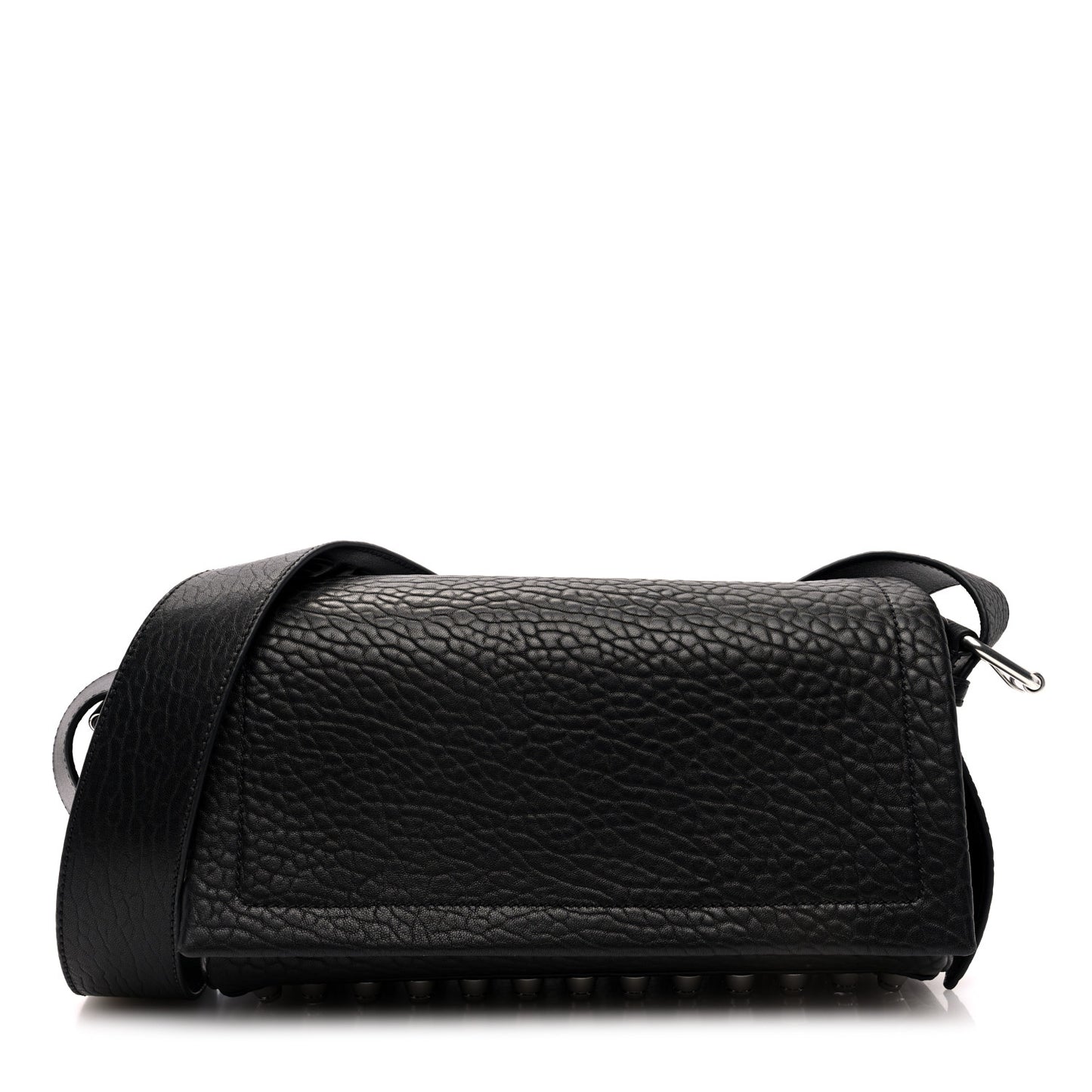 Pebbled Lambskin Medium Ricco Flap Bag Black