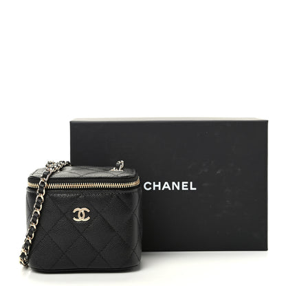 Chanel Caviar Quilted Mini Vanity Case With Chain Black 10 of 10