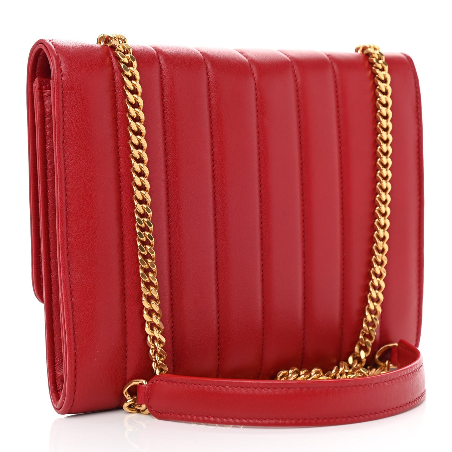 Lambskin Matelasse Monogram Vicky Chain Wallet Rouge Eros