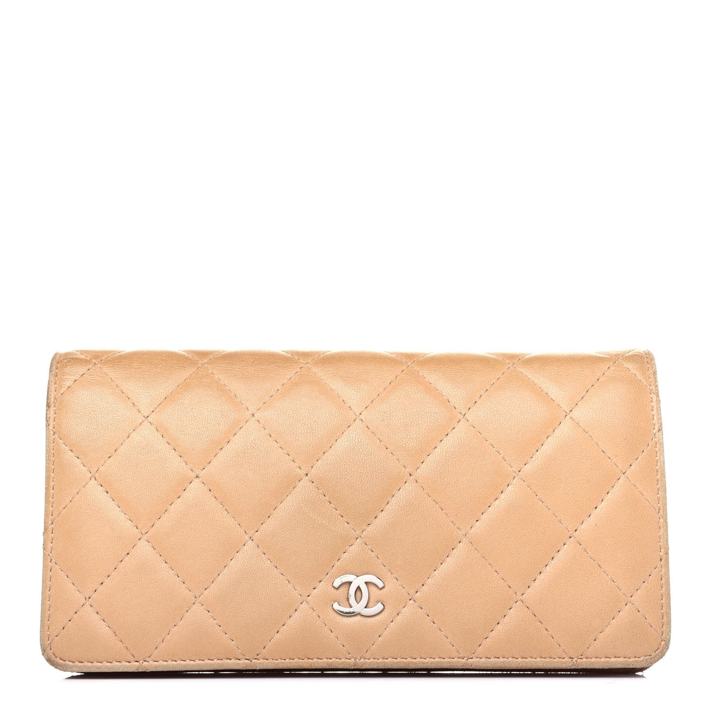 Lambskin Quilted Yen Wallet Beige