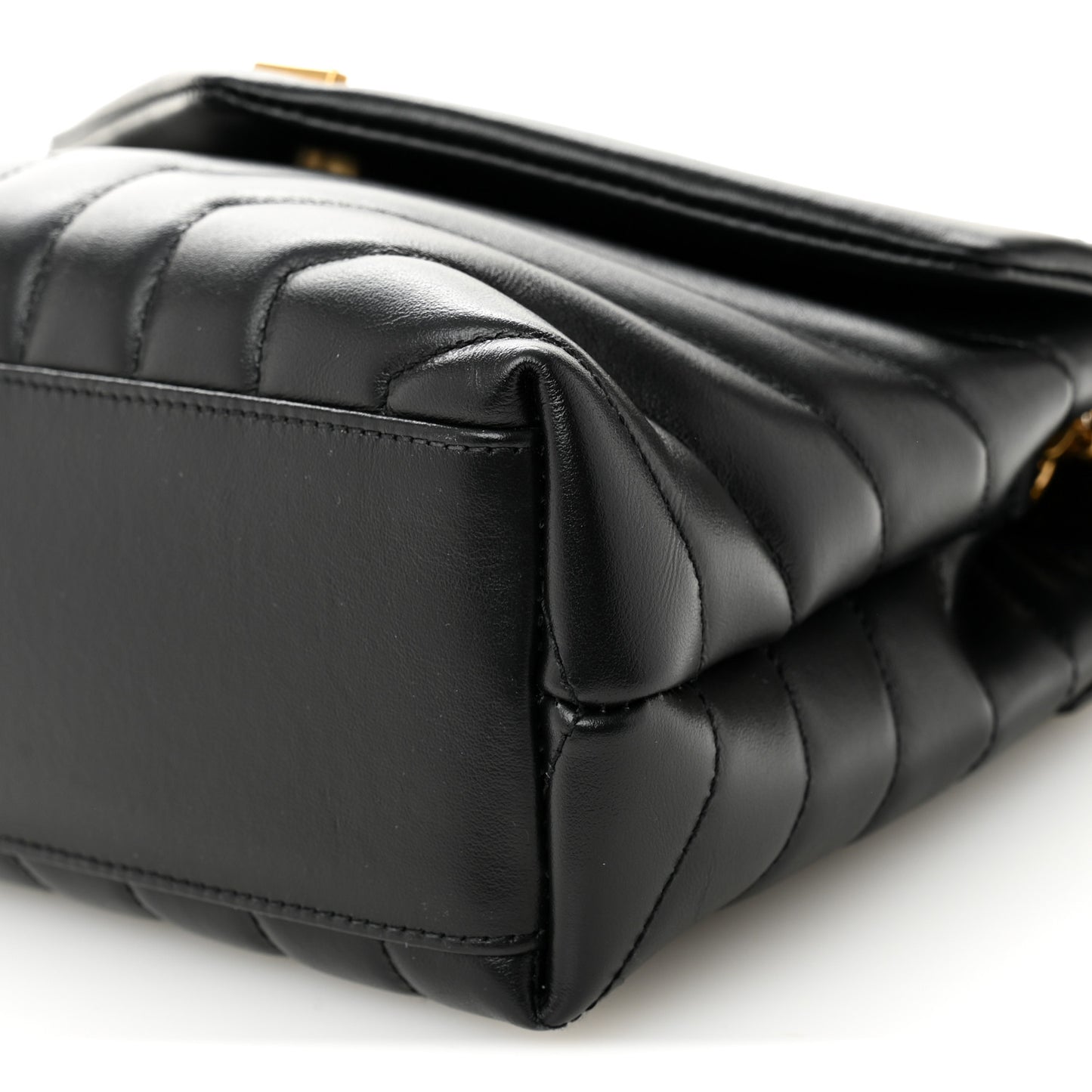 Calfskin Y Quilted Monogram Small Loulou Chain Satchel Black