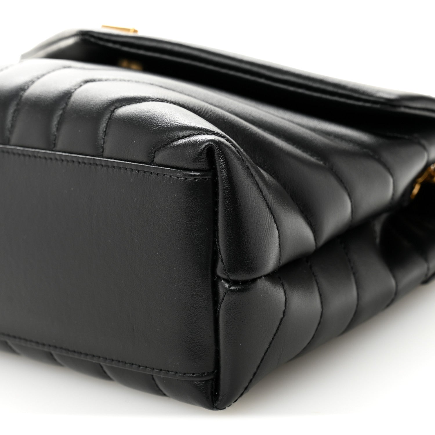 Saint Laurent Calfskin Y Quilted Monogram Small Loulou Chain Satchel Black 9 of 10