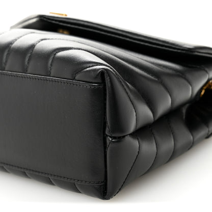 Saint Laurent Calfskin Y Quilted Monogram Small Loulou Chain Satchel Black 9 of 10