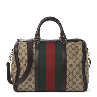 Gucci Monogram Vintage Web Medium Boston Dark Brown 1 of 10