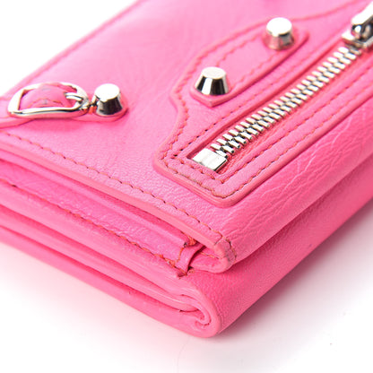 Balenciaga Agneau Arena Classic Hardware Mini Wallet Rose Fluo 10 of 12