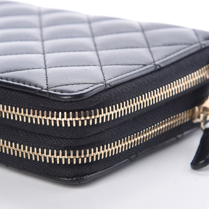 Chanel Lambskin Quilted Large Double Zip Around Organizer Wallet Black 12 of 12