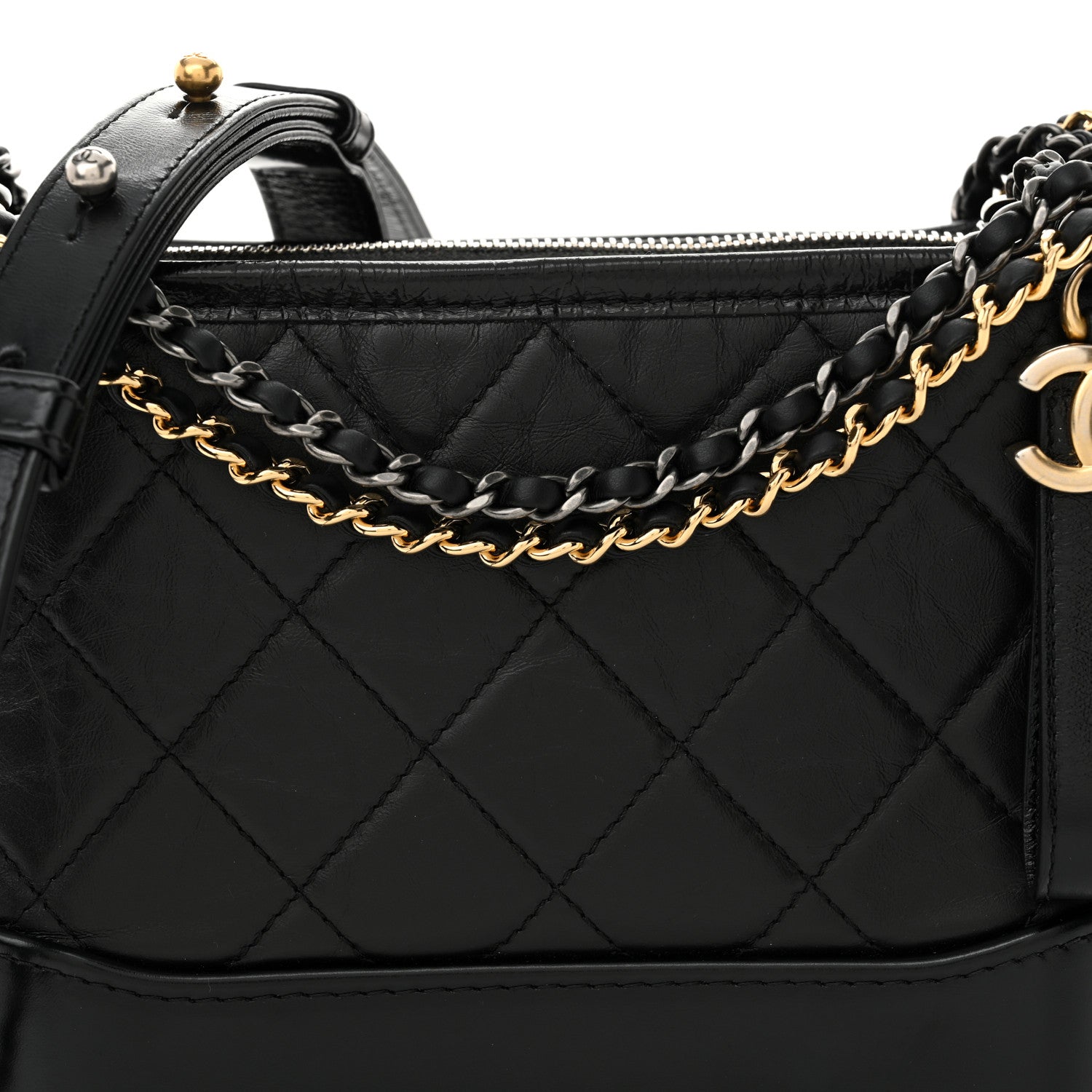 Chanel Aged Calfskin Quilted Small Gabrielle Hobo Black 8 of 11