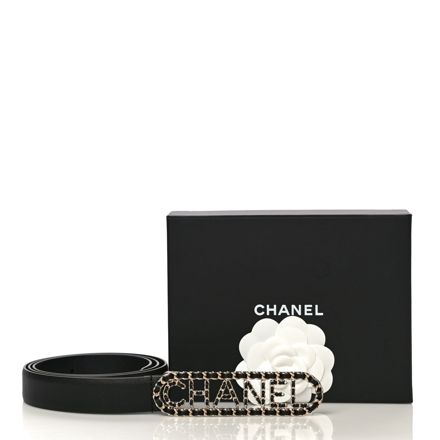 Chanel Lambskin Chain Logo Belt 90 36 Black 8 of 9