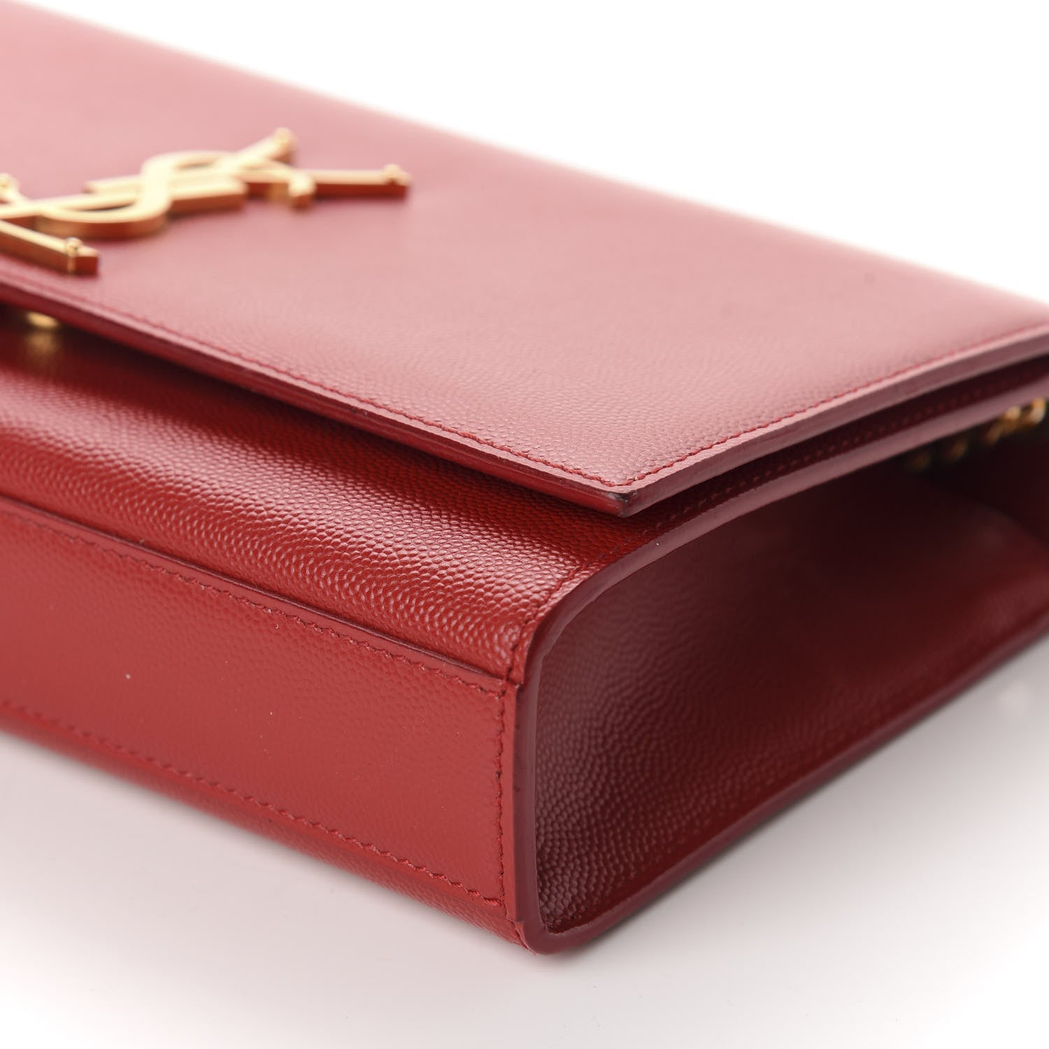 Saint Laurent Grain De Poudre Medium Monogram Kate Satchel Red 7 of 10