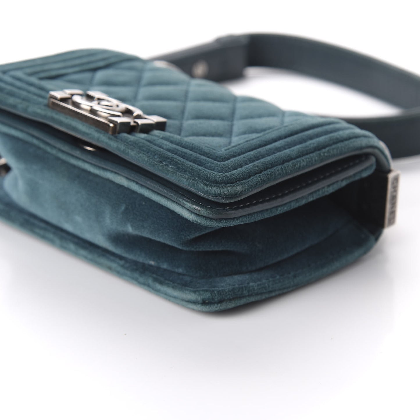 Velvet Quilted Mini Boy Flap Turquoise