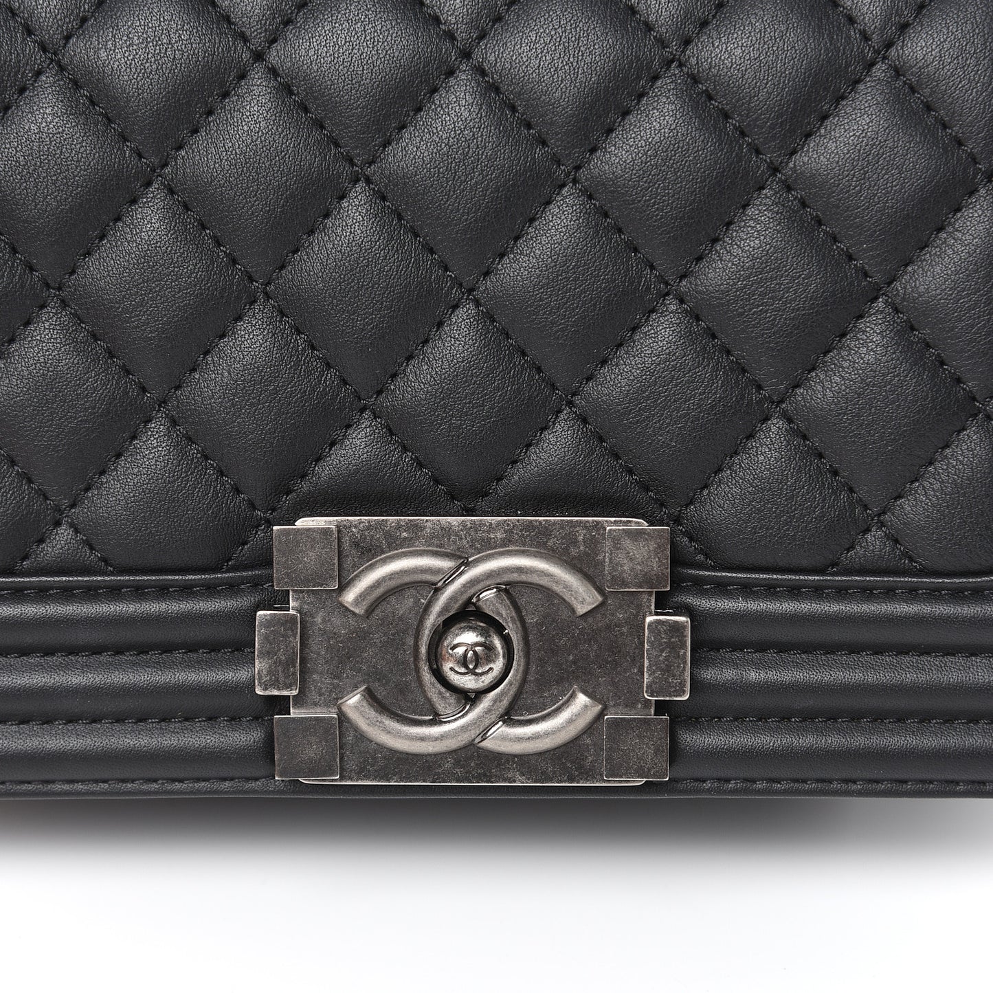 Calfskin Quilted Small Boy Flap Black
