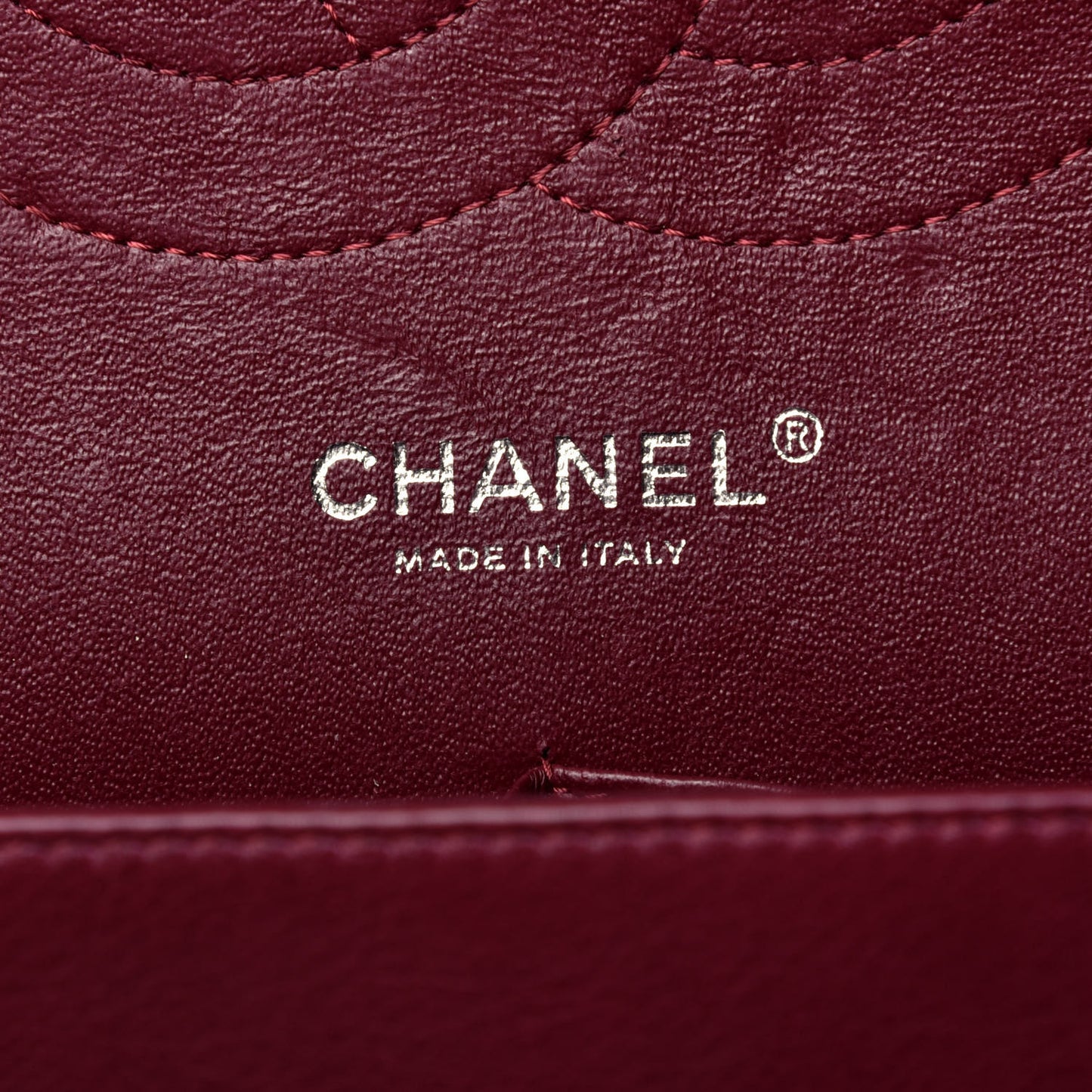 Striated Patent Quilted Jumbo Double Flap Burgundy