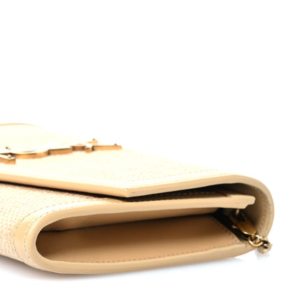 Saint Laurent Micro Raffia Monogram Uptown Chain Wallet Natural Hay Blush 10 of 11