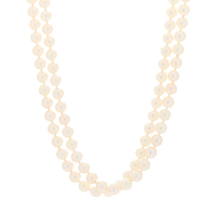 Mikimoto 18K Yellow Gold Akoya Pearl 6.5-7mm Necklace 41" 1 of 5