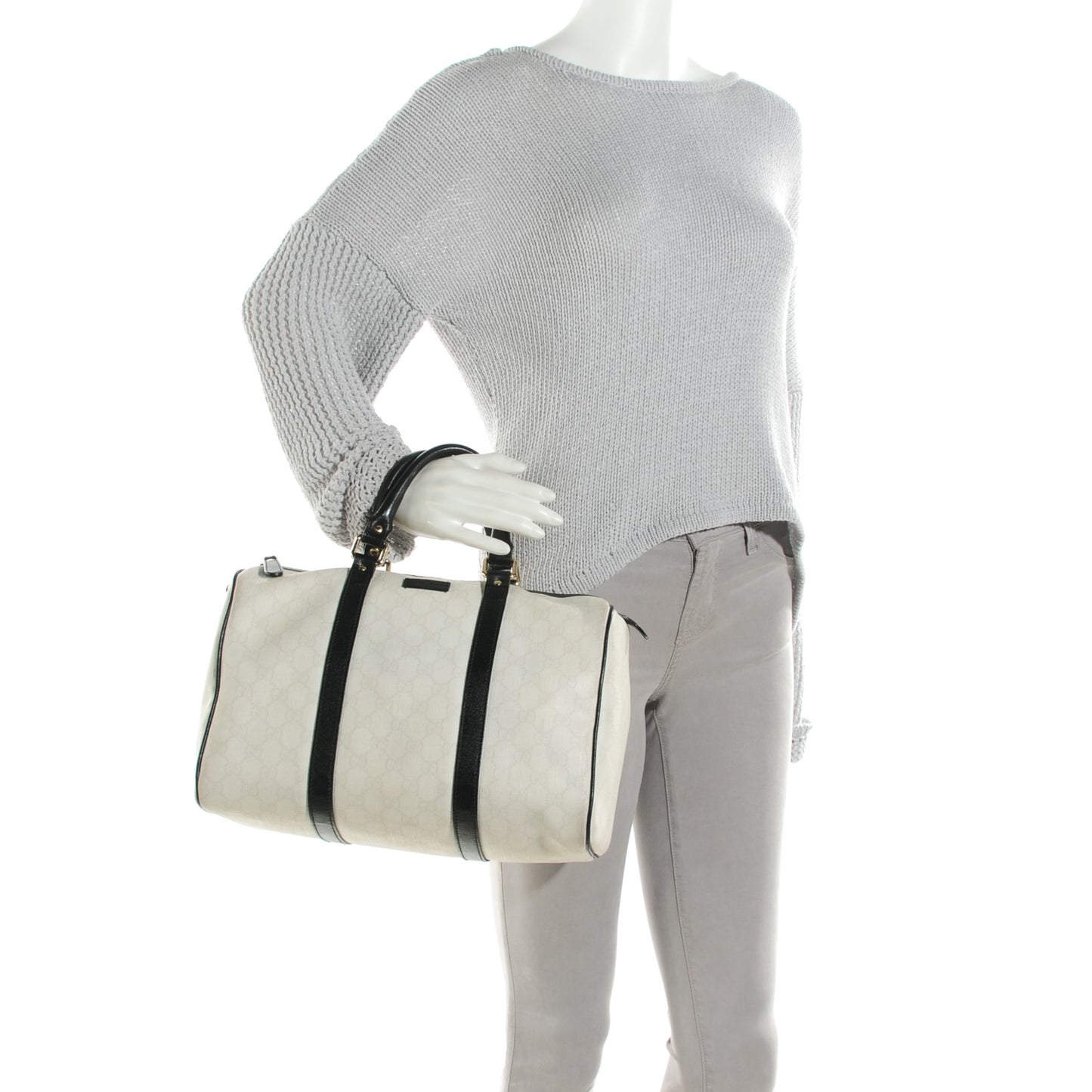 GG Plus Monogram Medium Joy Boston White Black