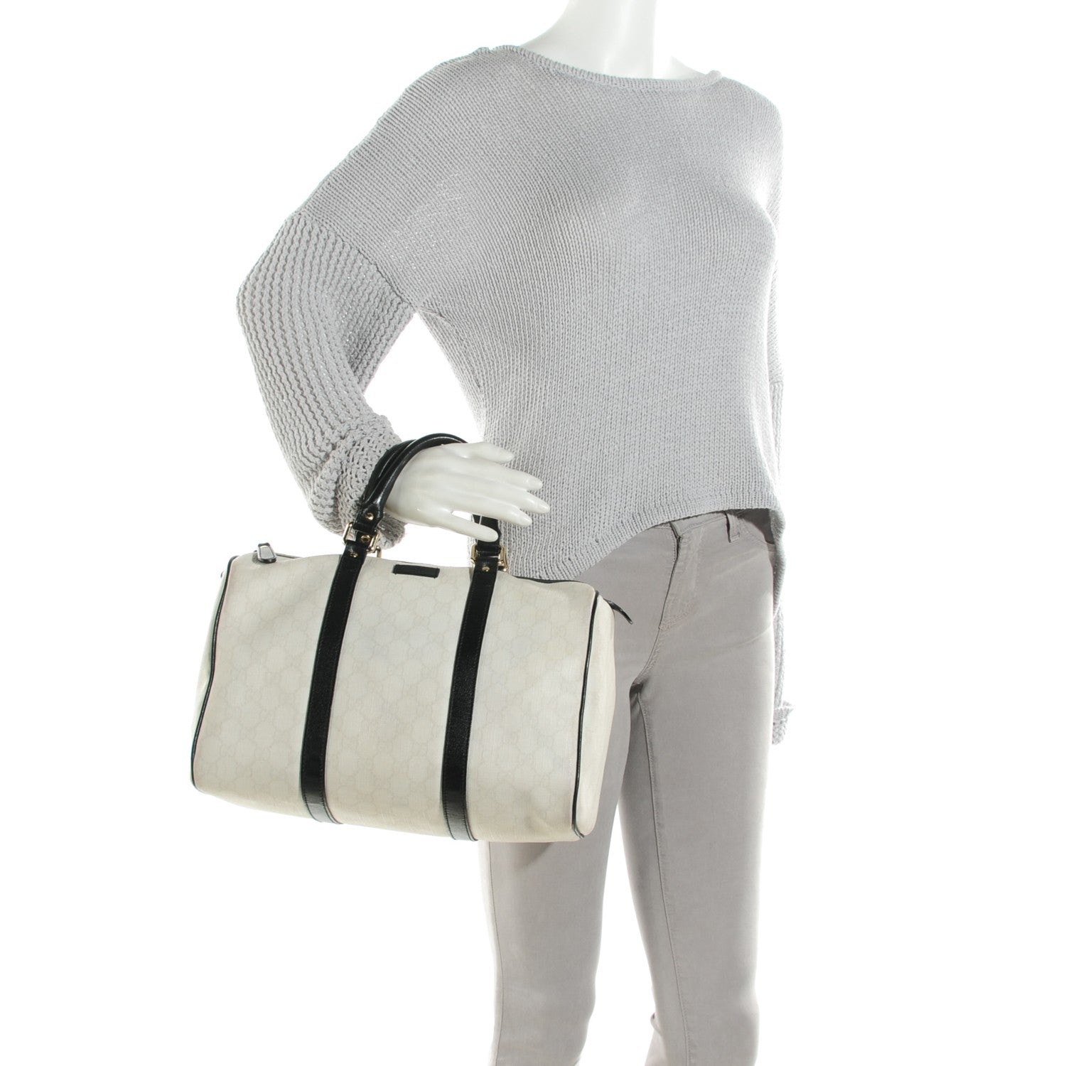 Gucci GG Plus Monogram Medium Joy Boston White Black 2 of 7