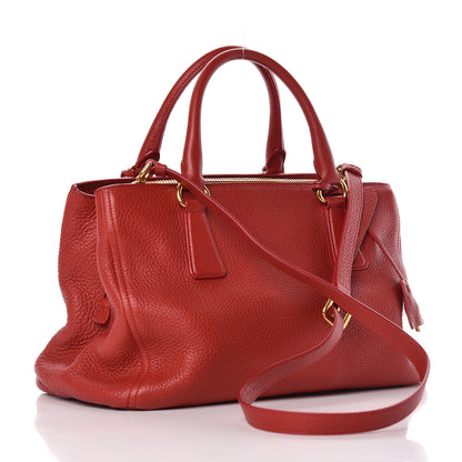 Prada Vitello Daino Small Double Tote Rosso 3 of 13