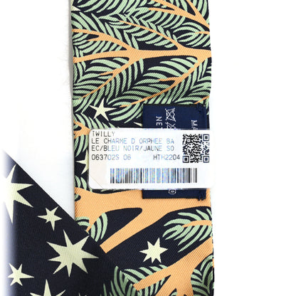 Hermes Silk Sous Le Charme D Orphee Twilly Bleu Black Jaune Soufre 3 of 4