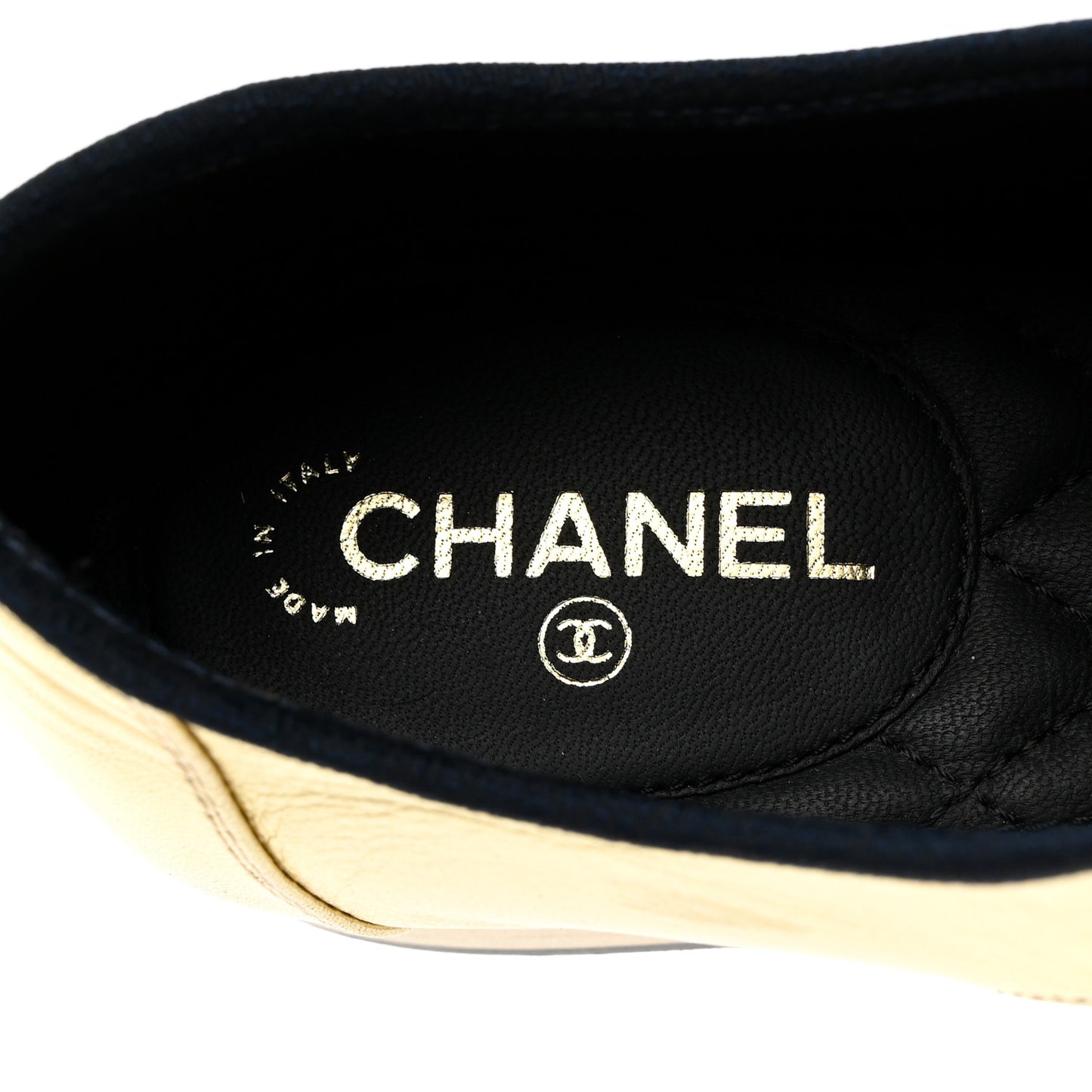 Metallic Lambskin CC Lace Up Oxfords 35 Dark Gold