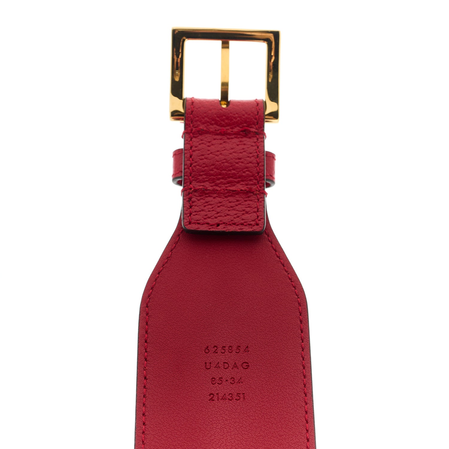 Gucci X ADIDAS Textured Dollar Calfskin Trefoil 50/25mm Belt 85 34 Hibiscus Red Off White 6 of 6